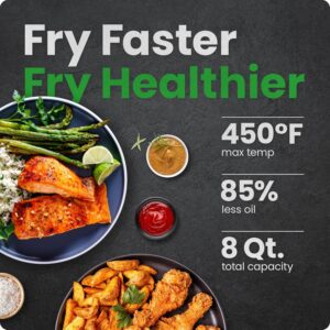 Chefman TurboFry® Touch Air Fryer, XL 8-Qt (7.5L) Family Size, One-Touch Digital Control Presets, French Fries, Chicken, Meat, Fish, Nonstick Dishwasher-Safe Parts, Automatic Shutoff, Stainless Steel