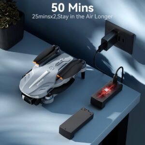 Drone with 4K Camera for Adults – B16 GPS Under 250g, Brushless Motor, Lightweight and Foldable RC Quadcopter for Beginners Toys Birthday Present, 50 Mins Long Flight