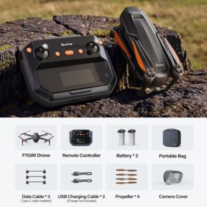 Bwine F7GIM 6K Photo Drone with Camera for Adults, 3-Axis Brushless Gimbal, 4K/30fps Video, GPS Smart Control, Plus 70Mins Flight Time, 10000Ft FPV Digital Transmission and TOF Safety Support